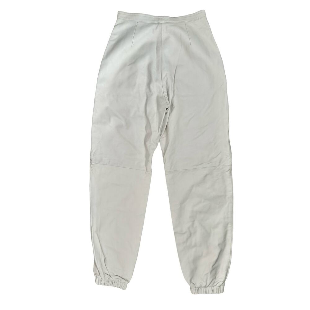 Longchamp White Italian Lamb Leather Pants Tapered Joggers High Rise Pants Sz 36 - Picture 13 of 15
